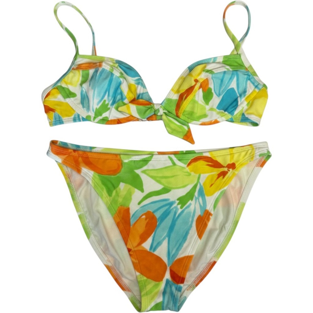 La‎ Blanca Bikini Set Womens 10 Multicolor Floral High Cut Retro C-31870Q1